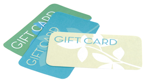 Graphic image of stacked gift cards