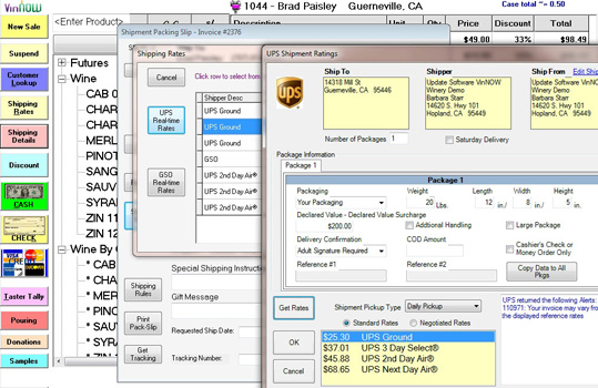VinNOW software screen with more shipment information.